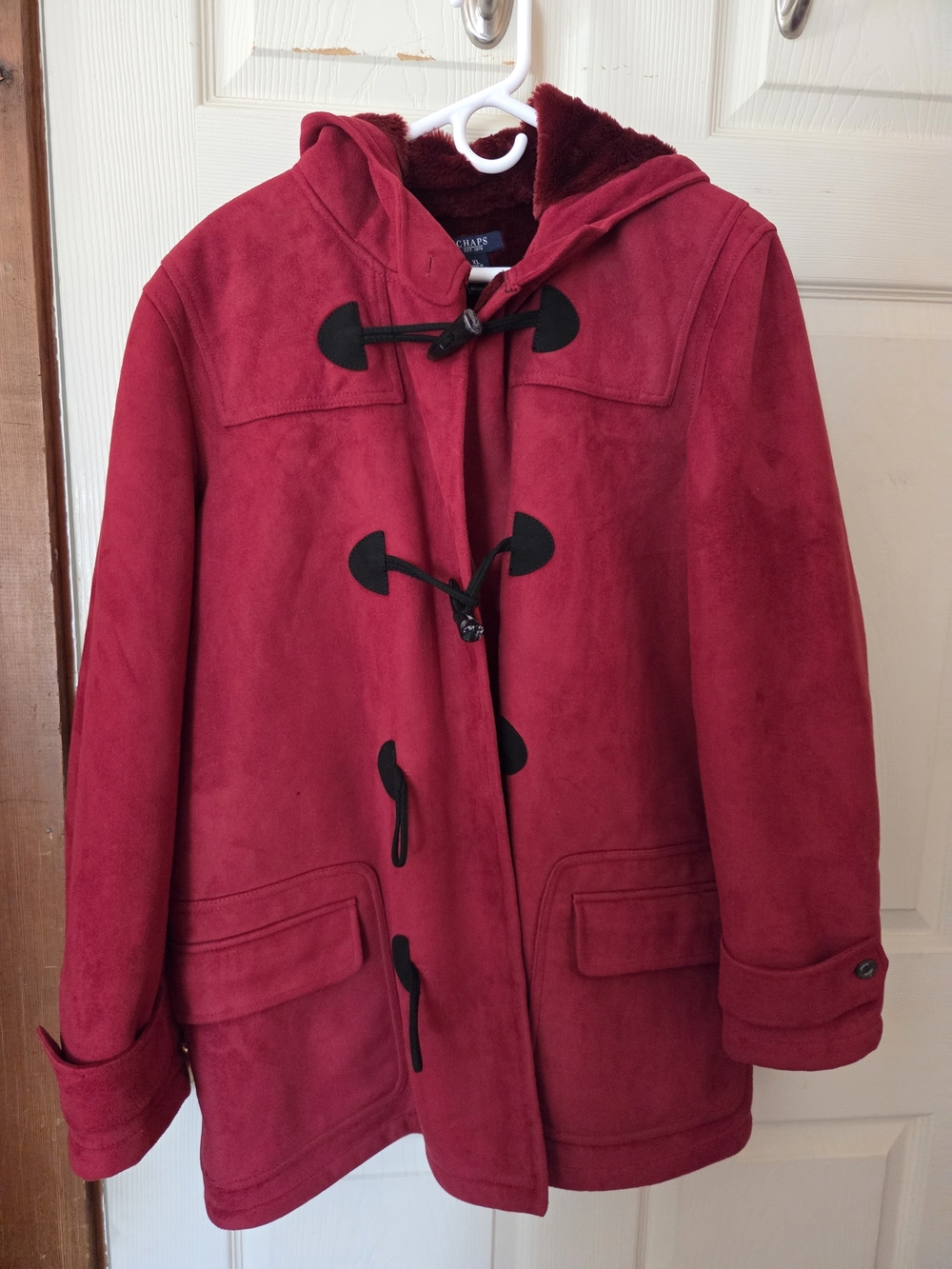 Chaps Women's Burgundy Hooded Toggle Pea Coat